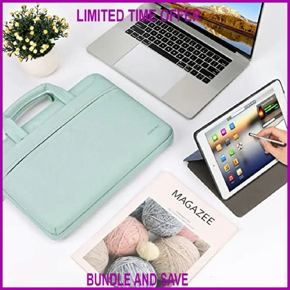 14 Inch Laptop Messenger Bag, Water-Resistant Polyester, Adjustable Strap